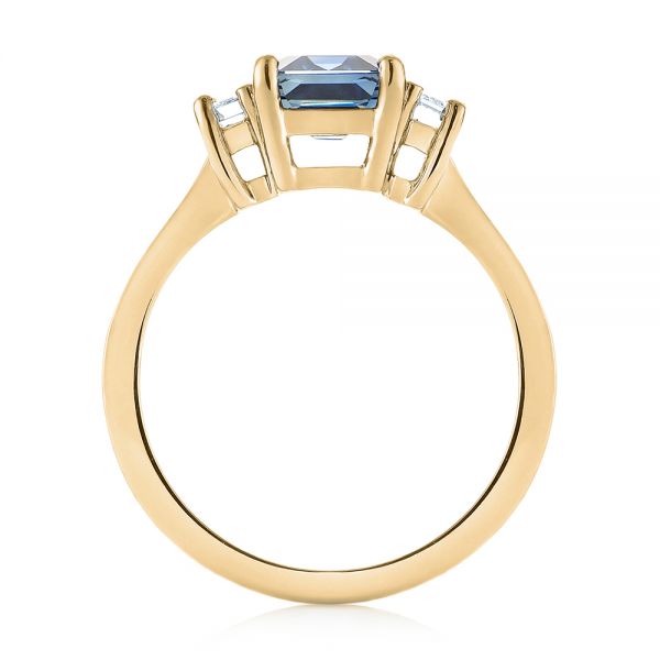 14k Yellow Gold 14k Yellow Gold Custom Three Stone Blue Sapphire And Diamond Engagement Ring - Front View - 103468