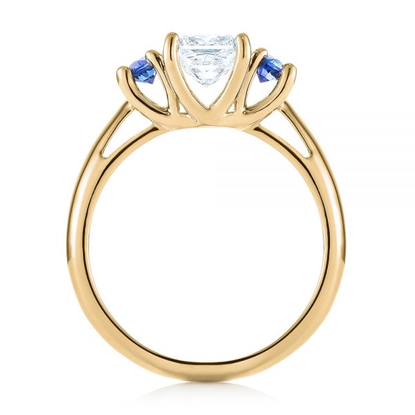 18k Yellow Gold 18k Yellow Gold Custom Three Stone Blue Sapphire And Diamond Engagement Ring - Front View -  103484