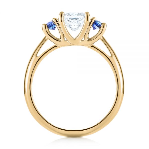 18k Yellow Gold 18k Yellow Gold Custom Three Stone Blue Sapphire And Diamond Engagement Ring - Front View - 103484