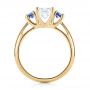 14k Yellow Gold 14k Yellow Gold Custom Three Stone Blue Sapphire And Diamond Engagement Ring - Front View -  103484 - Thumbnail