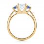18k Yellow Gold 18k Yellow Gold Custom Three Stone Blue Sapphire And Diamond Engagement Ring - Front View -  103484 - Thumbnail