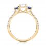 18k Yellow Gold 18k Yellow Gold Custom Three Stone Blue Sapphire And Diamond Engagement Ring - Front View -  103490 - Thumbnail