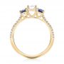 14k Yellow Gold 14k Yellow Gold Custom Three Stone Blue Sapphire And Diamond Engagement Ring - Front View -  103490 - Thumbnail