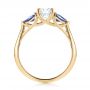 14k Yellow Gold 14k Yellow Gold Custom Three Stone Blue Sapphire And Diamond Engagement Ring - Front View -  103507 - Thumbnail