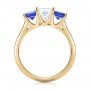 14k Yellow Gold 14k Yellow Gold Custom Three Stone Blue Sapphire And Diamond Engagement Ring - Front View -  103529 - Thumbnail