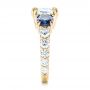 14k Yellow Gold 14k Yellow Gold Custom Three Stone Blue Sapphire And Diamond Engagement Ring - Side View -  102972 - Thumbnail