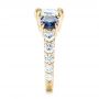 14k Yellow Gold 14k Yellow Gold Custom Three Stone Blue Sapphire And Diamond Engagement Ring - Side View -  102972 - Thumbnail