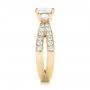 14k Yellow Gold 14k Yellow Gold Custom Three Stone Diamond Engagement Ring With Blue Sapphires - Side View -  102992 - Thumbnail