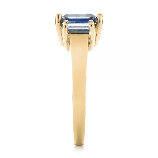14k Yellow Gold 14k Yellow Gold Custom Three Stone Blue Sapphire And Diamond Engagement Ring - Side View - 103468