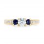 18k Yellow Gold 18k Yellow Gold Custom Three Stone Blue Sapphire And Diamond Engagement Ring - Top View -  102926 - Thumbnail