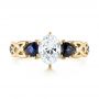 18k Yellow Gold 18k Yellow Gold Custom Three Stone Blue Sapphire And Diamond Engagement Ring - Top View -  103439 - Thumbnail