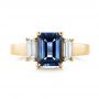 14k Yellow Gold 14k Yellow Gold Custom Three Stone Blue Sapphire And Diamond Engagement Ring - Top View -  103468 - Thumbnail