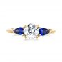 18k Yellow Gold 18k Yellow Gold Custom Three Stone Blue Sapphire And Diamond Engagement Ring - Top View -  103507 - Thumbnail