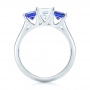 14k White Gold Custom Three Stone Blue Sapphire And Diamond Engagement Ring - Front View -  103529 - Thumbnail
