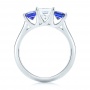  Platinum Platinum Custom Three Stone Blue Sapphire And Diamond Engagement Ring - Front View -  103529 - Thumbnail