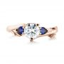 18k Rose Gold 18k Rose Gold Custom Three Stone Blue Sapphire And Diamond Hand Engraved Engagement Ring - Top View -  103488 - Thumbnail