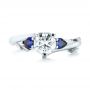  Platinum Platinum Custom Three Stone Blue Sapphire And Diamond Hand Engraved Engagement Ring - Top View -  103488 - Thumbnail