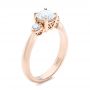 14k Rose Gold Custom Three Stone Diamond Engagement Ring - Three-Quarter View -  102039 - Thumbnail