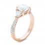 18k Rose Gold 18k Rose Gold Custom Three Stone Diamond Engagement Ring - Three-Quarter View -  102091 - Thumbnail