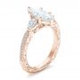 18k Rose Gold 18k Rose Gold Custom Three Stone Diamond Engagement Ring - Three-Quarter View -  102353 - Thumbnail