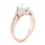 18k Rose Gold 18k Rose Gold Custom Three Stone Diamond Engagement Ring - Three-Quarter View -  102391 - Thumbnail