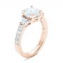 18k Rose Gold 18k Rose Gold Custom Three Stone Diamond Engagement Ring - Three-Quarter View -  102807 - Thumbnail