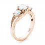 18k Rose Gold 18k Rose Gold Custom Three Stone Diamond Engagement Ring - Three-Quarter View -  103003 - Thumbnail