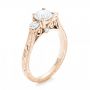 18k Rose Gold 18k Rose Gold Custom Three Stone Diamond Engagement Ring - Three-Quarter View -  103009 - Thumbnail