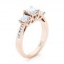 14k Rose Gold 14k Rose Gold Custom Three Stone Diamond Engagement Ring - Three-Quarter View -  103135 - Thumbnail