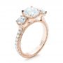 18k Rose Gold 18k Rose Gold Custom Three-stone Diamond Engagement Ring - Three-Quarter View -  103214 - Thumbnail