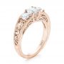 18k Rose Gold 18k Rose Gold Custom Three Stone Diamond Engagement Ring - Three-Quarter View -  103426 - Thumbnail