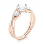 18k Rose Gold 18k Rose Gold Custom Three Stone Diamond Engagement Ring - Three-Quarter View -  103655 - Thumbnail