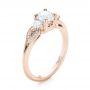 18k Rose Gold 18k Rose Gold Custom Three Stone Diamond Engagement Ring - Three-Quarter View -  103839 - Thumbnail