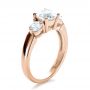 18k Rose Gold 18k Rose Gold Custom Three Stone Diamond Engagement Ring - Three-Quarter View -  1156 - Thumbnail