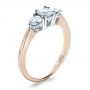 14k Rose Gold And 18K Gold 14k Rose Gold And 18K Gold Custom Three Stone Diamond Engagement Ring - Three-Quarter View -  1196 - Thumbnail