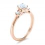 18k Rose Gold 18k Rose Gold Custom Three Stone Diamond Engagement Ring - Three-Quarter View -  1308 - Thumbnail