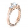 18k Rose Gold 18k Rose Gold Custom Three Stone Diamond Engagement Ring - Three-Quarter View -  1393 - Thumbnail