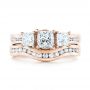 18k Rose Gold 18k Rose Gold Custom Three Stone Diamond Engagement Ring - Three-Quarter View -  103135 - Thumbnail