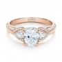 14k Rose Gold 14k Rose Gold Custom Three Stone Diamond Engagement Ring - Flat View -  100279 - Thumbnail