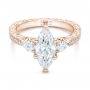 18k Rose Gold 18k Rose Gold Custom Three Stone Diamond Engagement Ring - Flat View -  102353 - Thumbnail