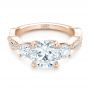 14k Rose Gold 14k Rose Gold Custom Three Stone Diamond Engagement Ring - Flat View -  102465 - Thumbnail
