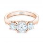 14k Rose Gold 14k Rose Gold Custom Three Stone Diamond Engagement Ring - Flat View -  102540 - Thumbnail