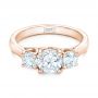14k Rose Gold 14k Rose Gold Custom Three Stone Diamond Engagement Ring - Flat View -  102540 - Thumbnail