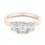 18k Rose Gold 18k Rose Gold Custom Three Stone Diamond Engagement Ring - Flat View -  102781 - Thumbnail