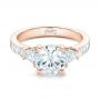 18k Rose Gold 18k Rose Gold Custom Three Stone Diamond Engagement Ring - Flat View -  102807 - Thumbnail