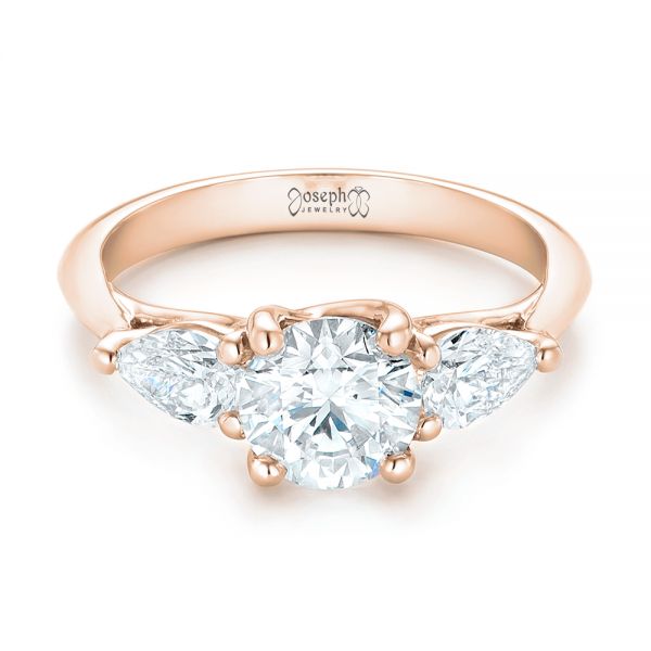 14k Rose Gold 14k Rose Gold Custom Three Stone Diamond Engagement Ring - Flat View - 102898
