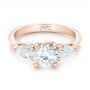 18k Rose Gold 18k Rose Gold Custom Three Stone Diamond Engagement Ring - Flat View -  102898 - Thumbnail