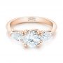 18k Rose Gold 18k Rose Gold Custom Three Stone Diamond Engagement Ring - Flat View -  102898 - Thumbnail