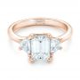 18k Rose Gold 18k Rose Gold Custom Three Stone Diamond Engagement Ring - Flat View -  102899 - Thumbnail