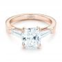 18k Rose Gold 18k Rose Gold Custom Three Stone Diamond Engagement Ring - Flat View -  102964 - Thumbnail